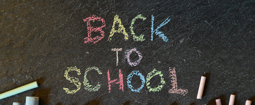 Chalkboard says back to school