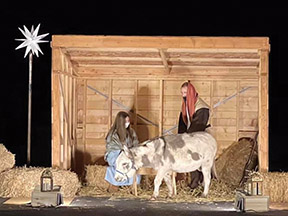nativity scene with boy and girl