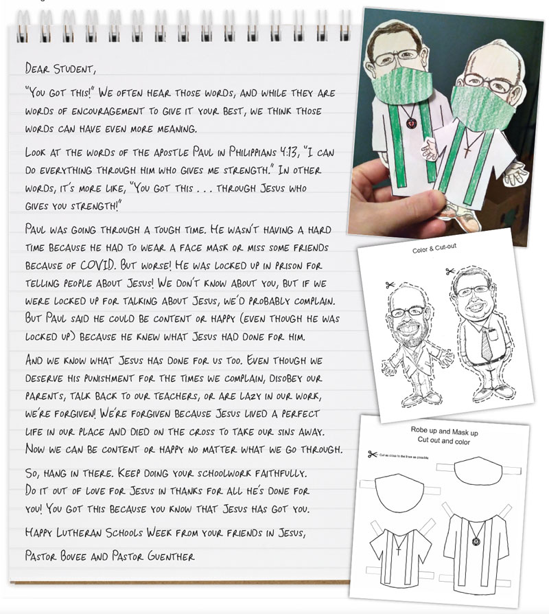 Notebook message and caricatures of pastors
