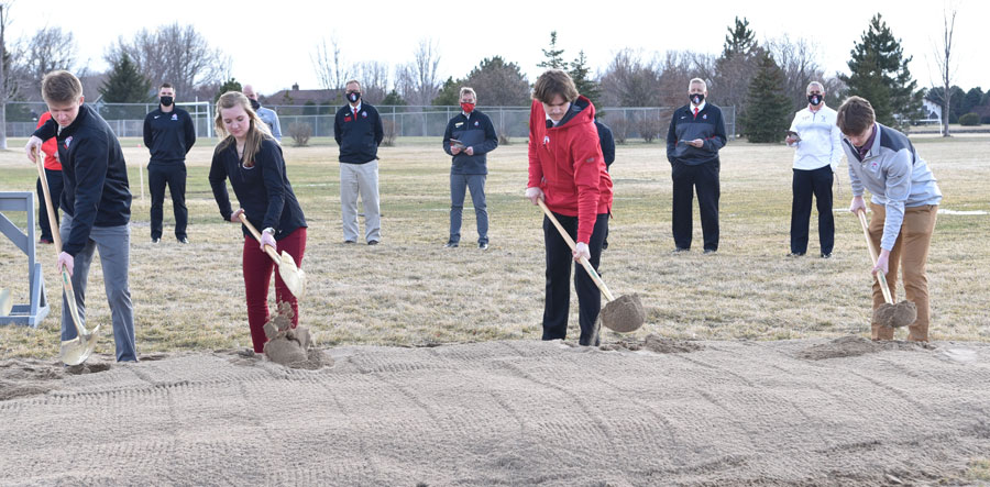 MLC students at athletic field groundbreaking