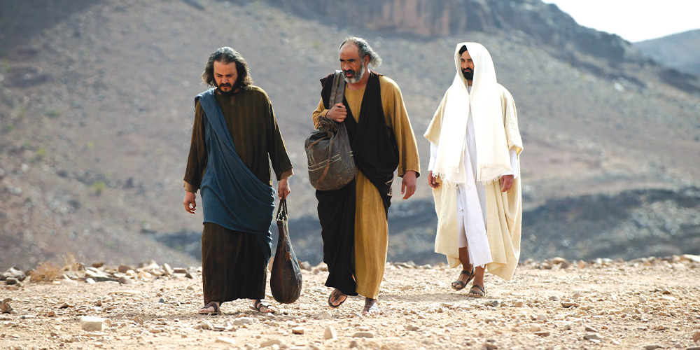 shepherds walking on road to Emmaus