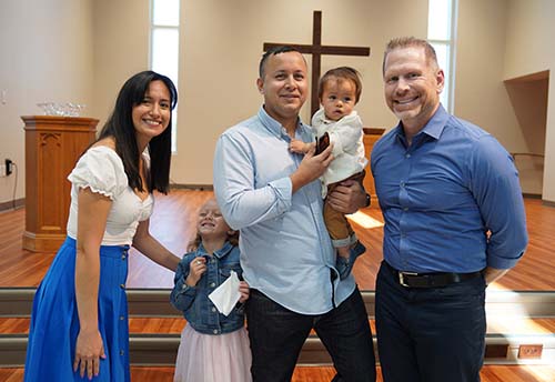 Pastor Joel Schulz and family after baptism