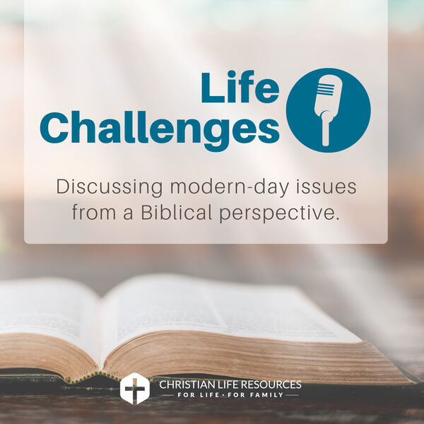 Life Challenges podcast logo--Bible with microphone