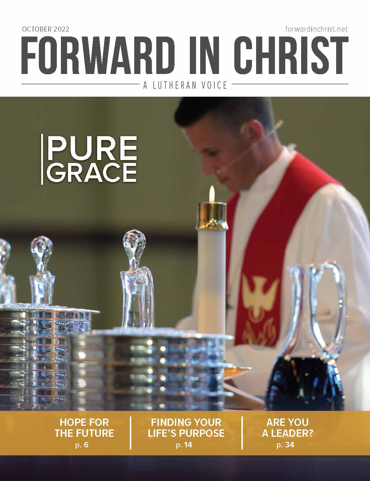 October FIC Cover, pastor preparing communion