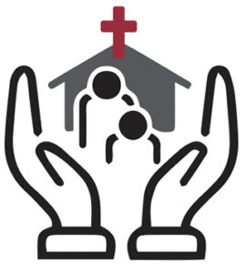 icon of hands with people and church