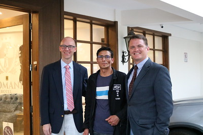 Missionaries Abe Degner (left) and Andrew Johnston (right) with an Academia Cristo student (middle) in Cochabamba, Bolivia