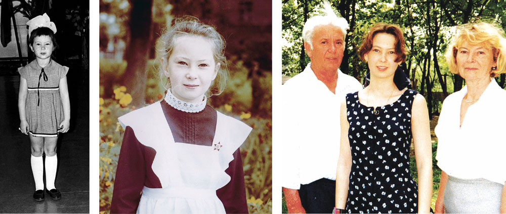 Anna Linden as a child and with her parents