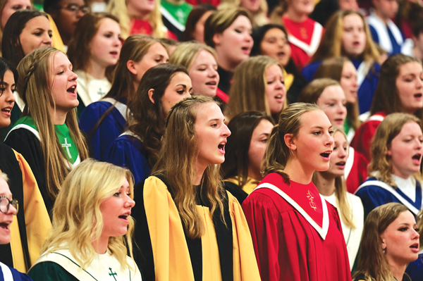 teen girls singing in choir
