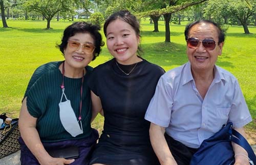 Gabby Kim with her grandparents