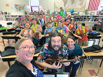 This is WELS April 24 St. John, Watertown, Wis., and Branches Band practice playing ukuleles in preparation for leading a song in worship