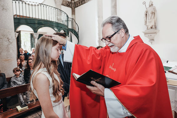 girl receiving her confirmation