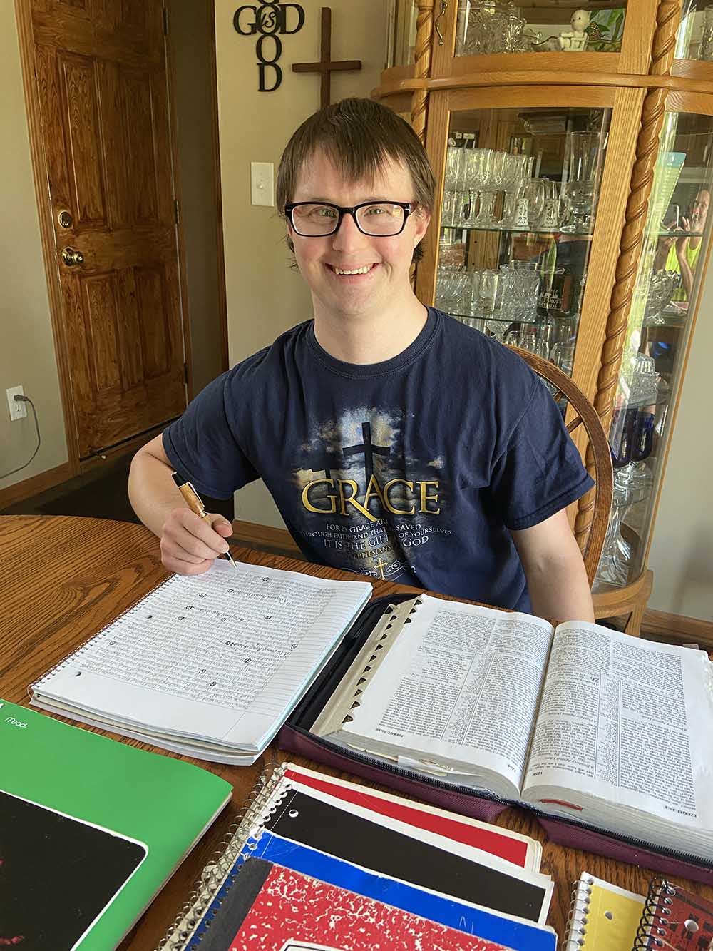 Seth Loersch copying Bible