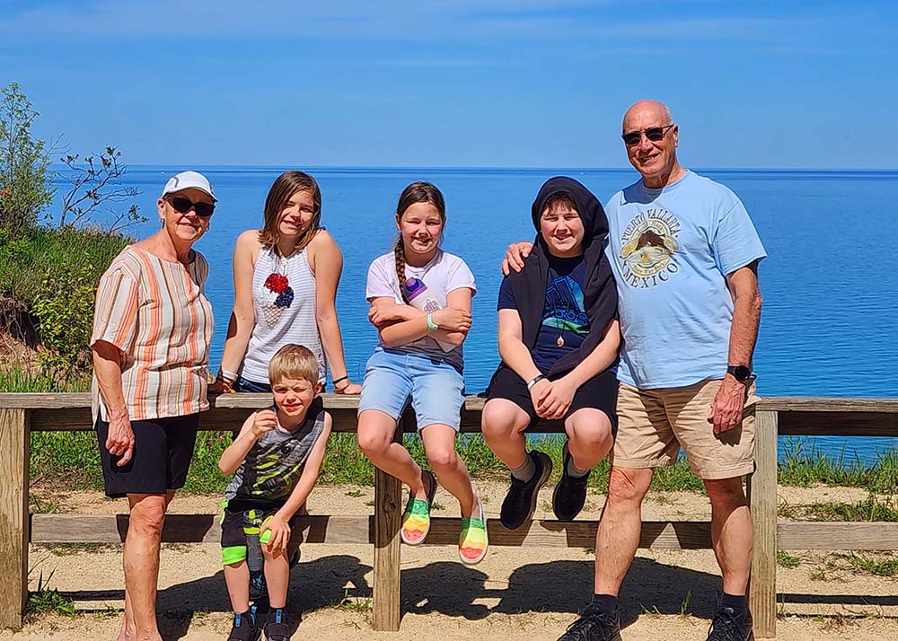 James and Sharon Aderman with four grandchildren