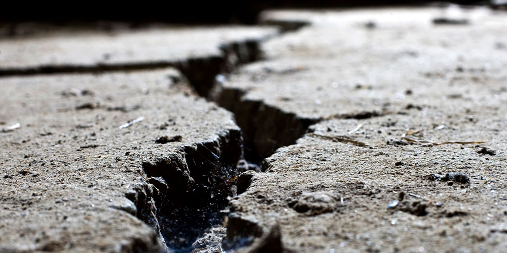 crack in rock. earthquake