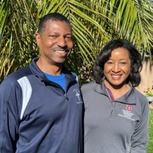 Smiling couple outdoors
