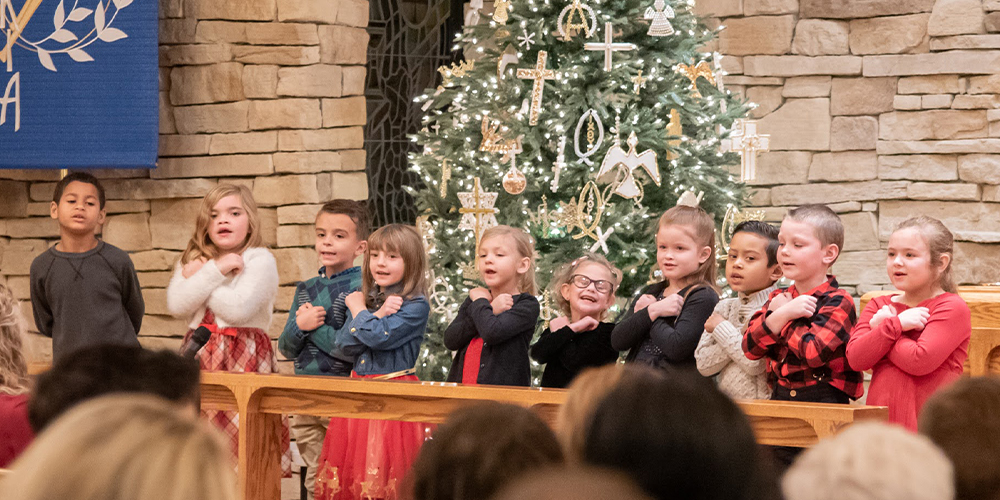 childrens christmas service kids singing tree