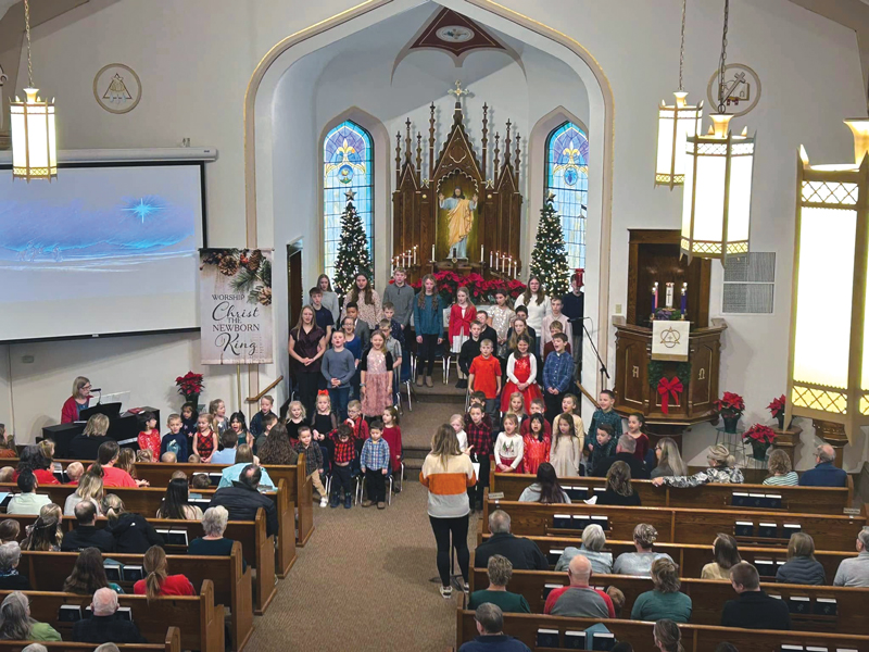 Church interior christmas children singing