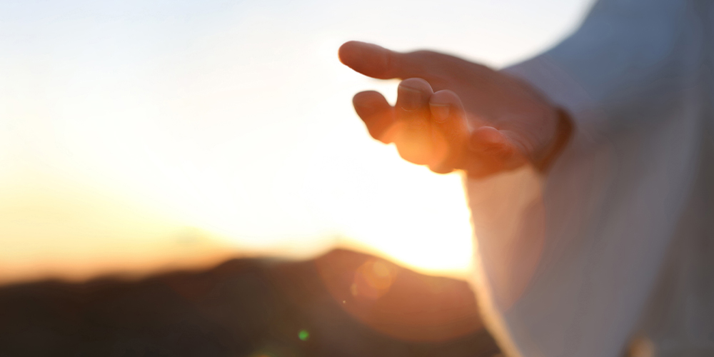 open hand of jesus offering out