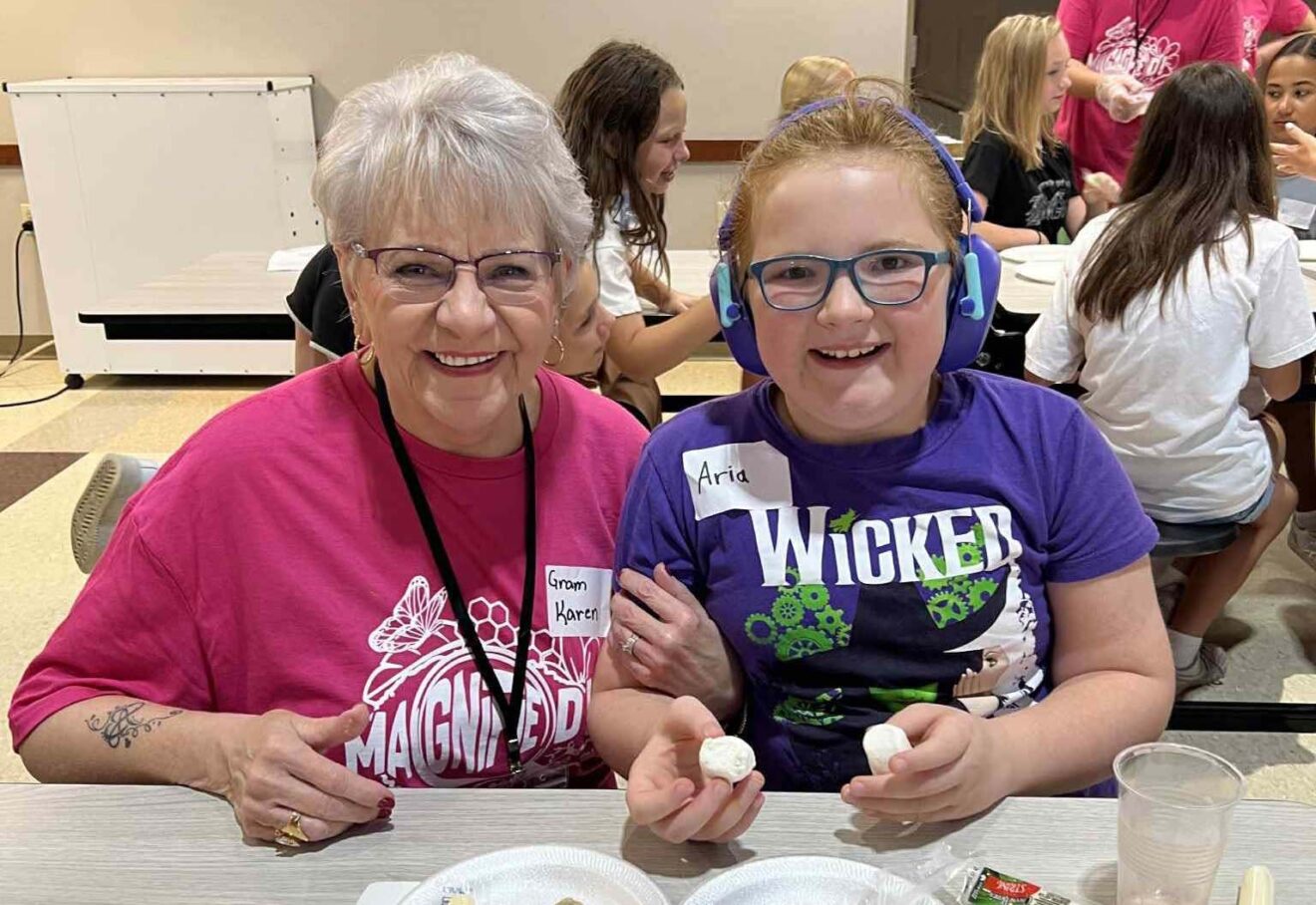 Karen Hafenstein and Aria Welke at vacation Bible school.