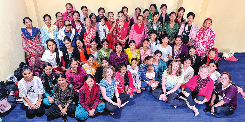 Large group of people bright clothing