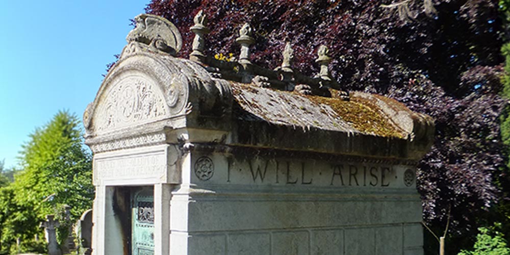 I will arise on a mausoleums. outside trees