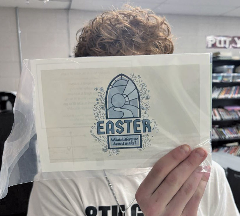 Easter artwork being held up by boy