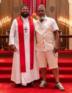 Keri Jackson with his father on the day of Keri's ordination
