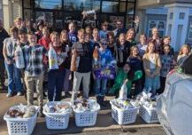 Students of Bloomington Living Hope with donations to help feed the hungry