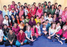 Large group of people bright clothing