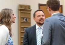 Michael Seifert, Joshua Wordell and his wife having a talk white tie with diamonds
